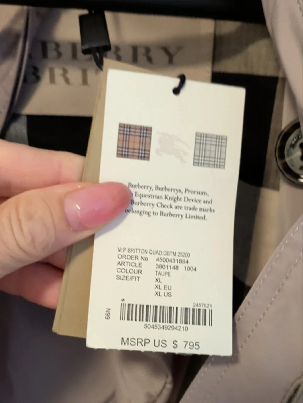Burberry Light Gray Double-Breasted Trench Coat